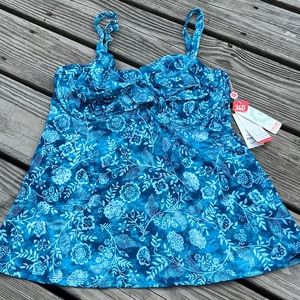 Swim Systems Ocean Mist Crossroads Tankini Top,34D/Medium,NWT